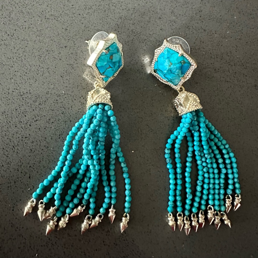 Turquoise fringe Kendra Scott earrings